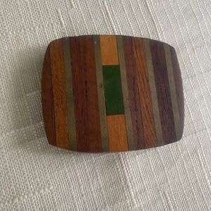 Bronze and inlaid wood belt buckkle